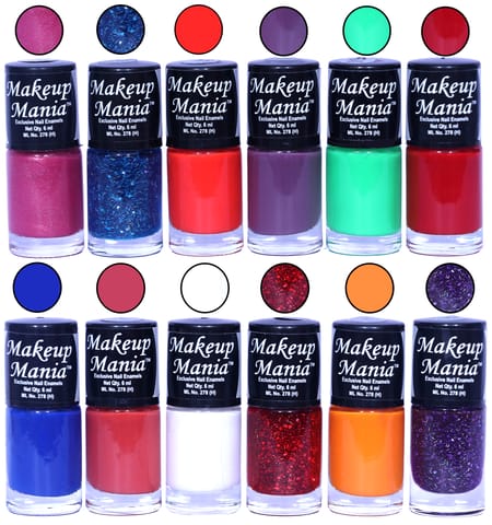 Makeup Mania Nail Polish Set of 12 Pcs, Nail Paint of 6ml each x 12 Pcs, MultiColor Combo Set No.141