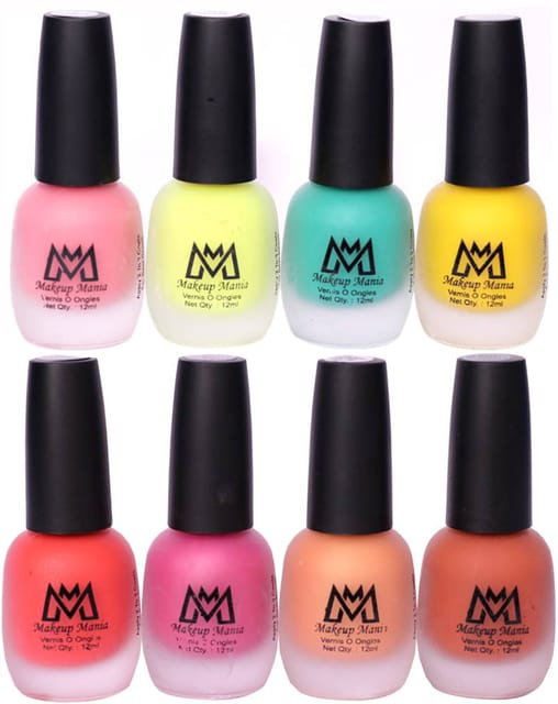 Makeup Mania Nail Polish Set, Velvet Matte Nail Paint Combo Set of 8 Pcs, Multicolor Nail Polish Combo (MM # 60-64)