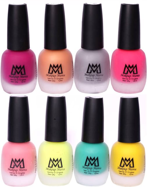 Makeup Mania Nail Polish Set, Velvet Matte Nail Paint Combo Set of 8 Pcs, Multicolor Nail Polish Combo (MM # 60-68)