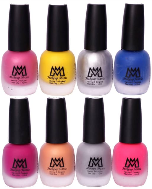 Makeup Mania Nail Polish Set, Velvet Matte Nail Paint Combo Set of 8 Pcs, Multicolor Nail Polish Combo (MM # 62-68)