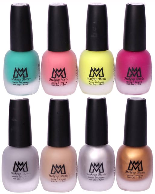 Makeup Mania Nail Polish Set, Velvet Matte Nail Paint Combo Set of 8 Pcs, Multicolor Nail Polish Combo (MM # 65-67)