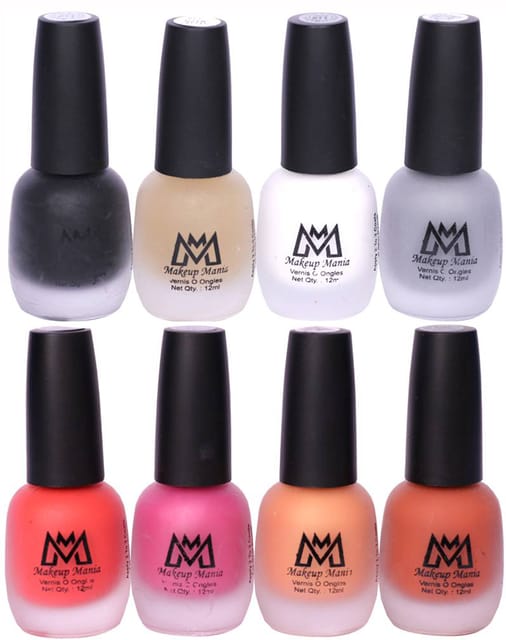 Makeup Mania Nail Polish Set, Velvet Matte Nail Paint Combo Set of 8 Pcs, Multicolor Nail Polish Combo (MM # 64-70)