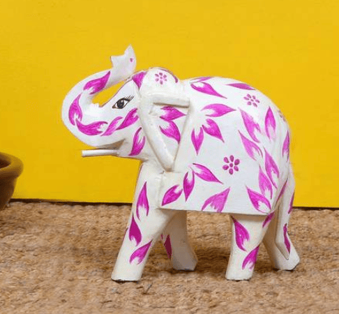 SOLID WOOD PAINTED ELEPHANT