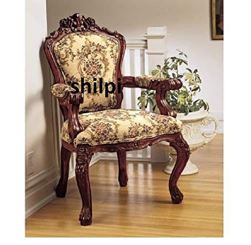 Shilpi Wooden Royal Dining Chair/Arm Chair/Chair/Relaxing Chair/Seating Chair/Wooden Back Comfort Seating Chair Hand Carved Armrest Chair for Home & Office