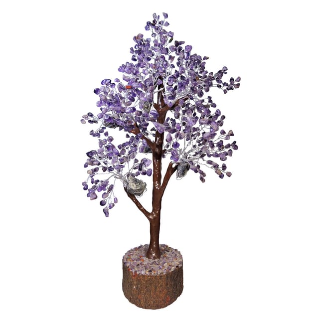 SATYAMANI Natural Amethyst M-Seal Silver Wire Tree 700 Dana, for Compassion in Relation, Fortune Money Tree for Good Luck, Prosperity & Healing, Meditation, Vastu Protection Home & Office D�cor