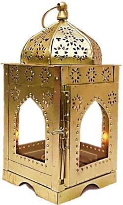 Inspiration World Inspirationworld Moroccan Lantern Gold Gold Iron Table Lantern (22 cm X 10 cm, Pack of 1)