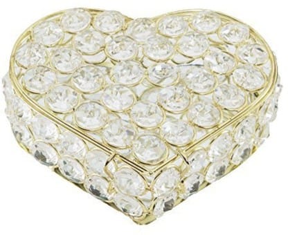 Inspiration World Crystal Heart Shape Jewelry Box ornament holder, JEWELERY BOX Vanity Box (White)