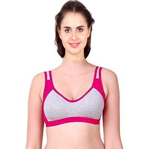 Caracal Sports Bra for Women's for Daily Workout Gym Wear Seamless (Pink Color)(Size 42) Free Size