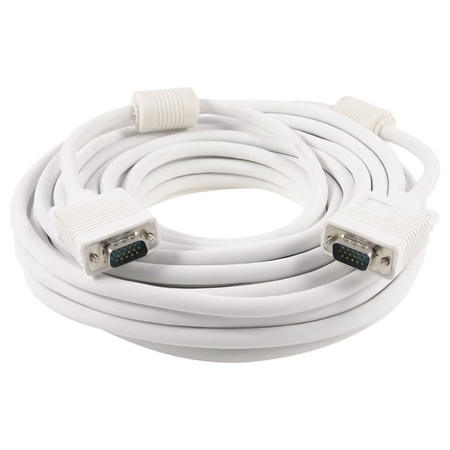 shopo VGA 5 m Cable Male To Male 15 Pin for Computer Monitor, Projector, PC, TV Cord (White)