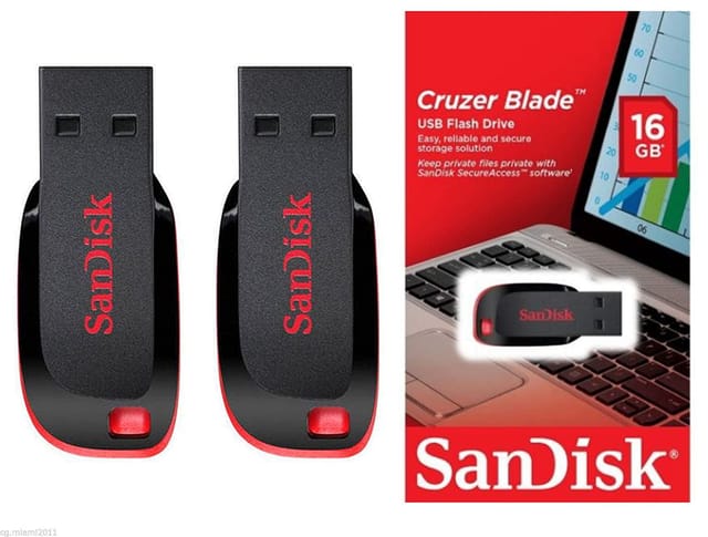 SanDisk Cruzer Blade 16 GB USB Plastic Pen Drive - Pack of 3 (Black and Red)