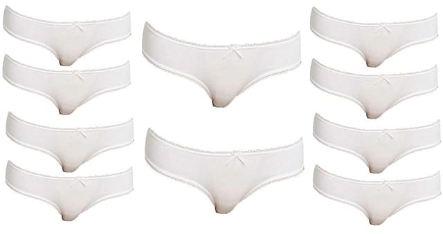 Caracal Mid Waist Hipster Panty in White - Cotton Pack of 10