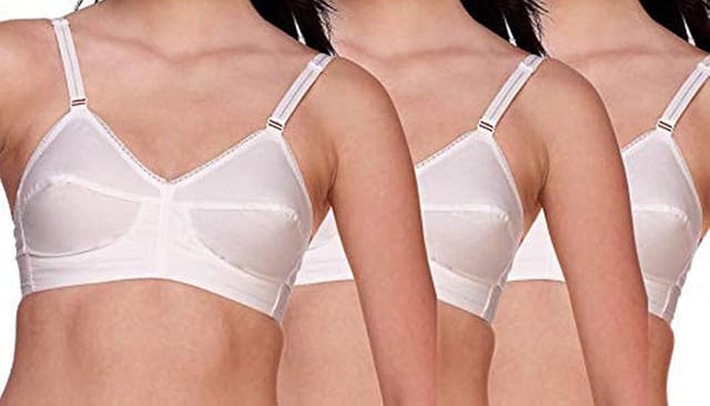 Style Stock Cotton Bra for Womens C Cup Non Wired Non Padded T Shirt Bra - Size 38C, 40C, 42C,44C, 46C,48C & 50C- Full Cup Coverage Brasier Available in White Color(Pack of 3)
