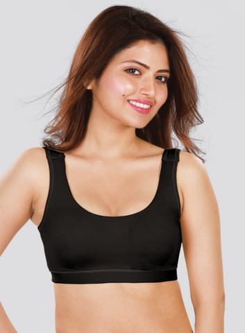 Dermawear Women's Sports Brassiere (Model: SB-1104, Color:Black, Material: 4D Stretch)