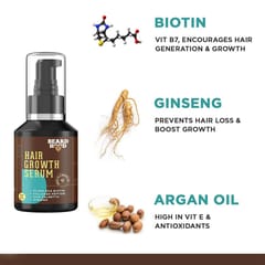 Beardhood Beard and Hair Growth Serum -Biotin, Collagen Peptide, Ginseng & Saw Palmetto, 50ml
