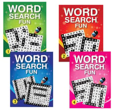 Set of 4 Word Search Fun Books for 4+ Year Old Children