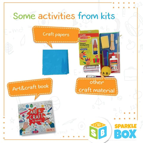 Sparklebox 6 In 1 DIY Art and Craft Fun Learning Educational Kit & Book for Kids (Grade-Nursery) | Volume 1 | For Age 3-4 Years |Perfect Art and Craft Learning Activities | Drawing, Paining, Music and Theatre |Includes Paper Crafts, Child-Safe Scissor and Glue | Gift for Boys & Girls