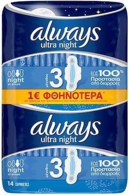 Always Ultra Night Pads Plus 14 قطعة