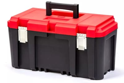 صندوق أدوات مقاس 19 بوصة مزود بغطاء شفاف وصينية قابلة للإزالة