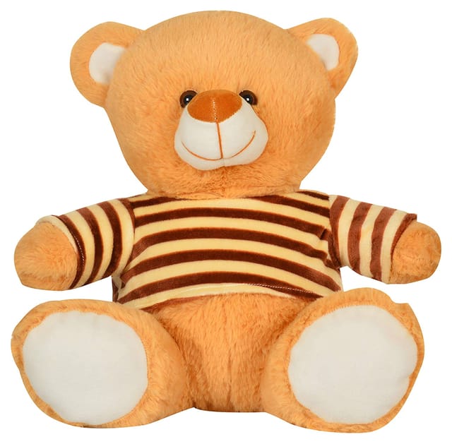 Mirada Sitting Teddy Bear With Brown Stripe Dress