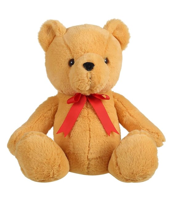 Mirada Teddy Bear With Red Bow Brown