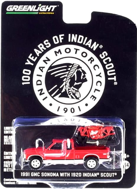 Greenlight Diecast - Hollywood - 1991 GMC Sonoma With 1920 Indian Scout