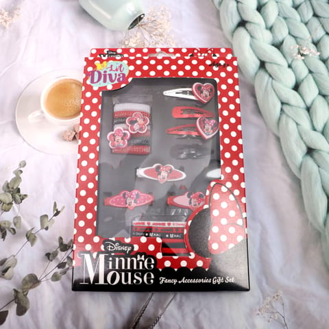Li’l Diva Minnie Mouse Hair Accessories Gift Set of 20pcs -13 Rubber Bands And 7 Hair Clips