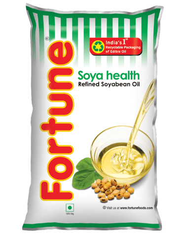 fortune refined soyabean oil pouch, 1 ltr
