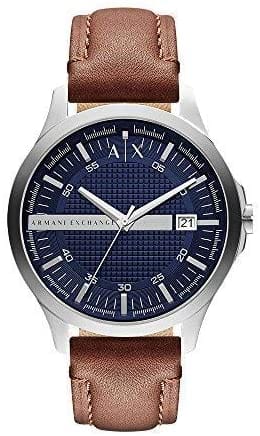Armani Exchange Mens Quartz Watch, Analog Display and Leather Strap AX2133