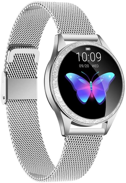 Wownect KW20 Smartwatch IP68 Waterproof Fitness Tracker For Women with Heart Rate Sleep Monitor Pedometer Physiological Cycle Multi-sports Modes Smart Bracelet (Compatible with Android & iOS) - Silver