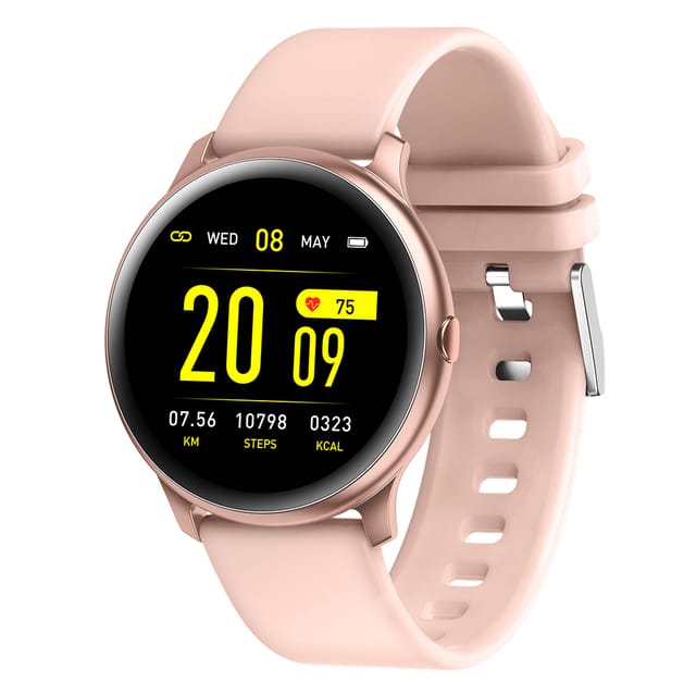 Wownect KW13 AMOLED 1.2'' Touch Screen IP68 Waterproof Smartwatch Fitness Tracker with Multi-Sport Mode Heart Rate Sensor Pedometer Compass Real Time Notification Sync For Android & iOS - Pink