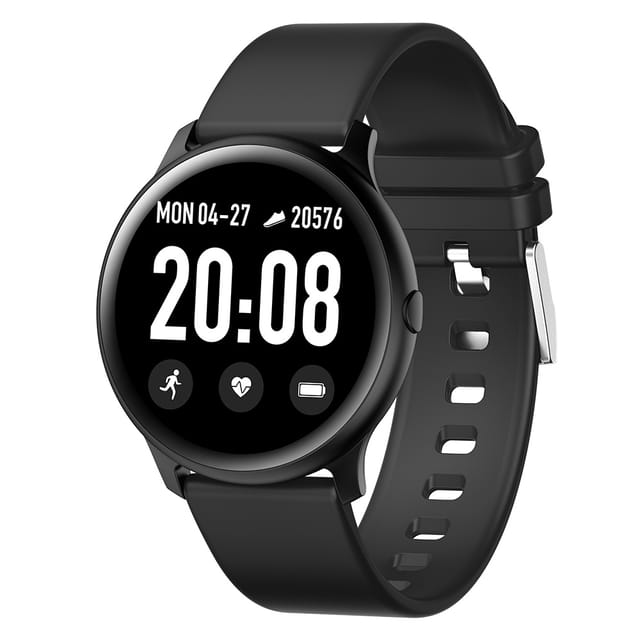 Wownect KW13 AMOLED 1.2'' Touch Screen IP68 Waterproof Smartwatch Fitness Tracker with Multi-Sport Mode Heart Rate Sensor Pedometer Compass Real Time Notification Sync For Android & iOS - Black