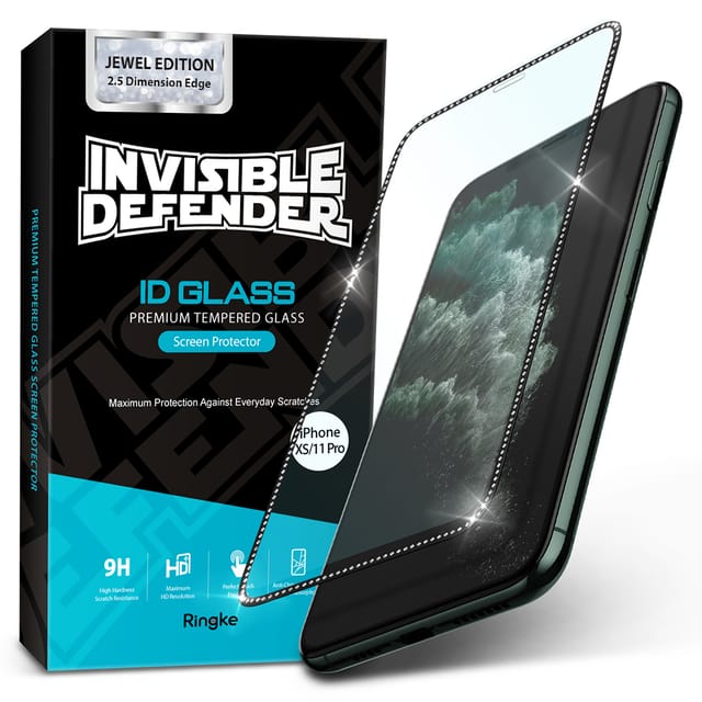 Ringke Invisible Defender Full Coverage Tempered Glass Screen Protector [Jewel Edition] Designed for iPhone 11 Pro Screen Protector (2019) (1 Pack)