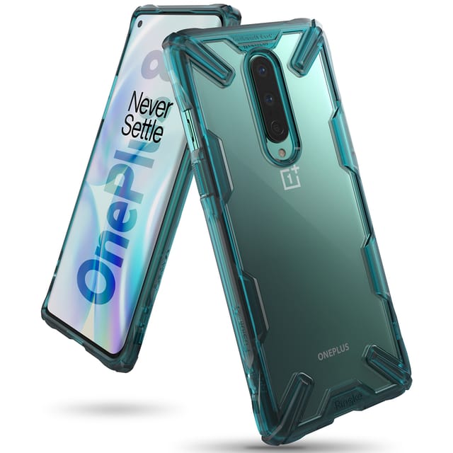 Ringke Cover for OnePlus 8 Case Hard Fusion-X Ergonomic Transparent Shock Absorption TPU Bumper [ Designed Case for OnePlus 8 ] - Turquoise Green