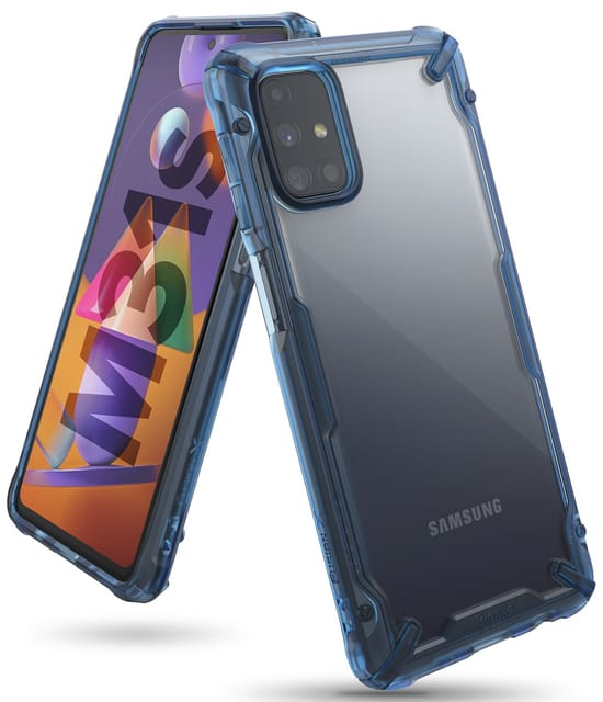 Ringke Compatible with Samsung Galaxy M31S Cover Hard Fusion-X Ergonomic Transparent Shock Absorption TPU Bumper [ Designed Case for Galaxy M31S ] - Space Blue