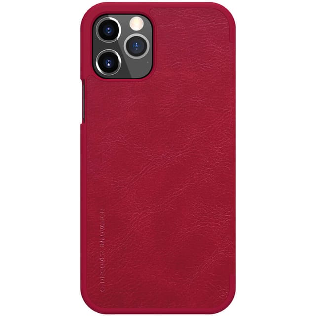 Nillkin Case for Apple iPhone 12 / iPhone 12 Pro (6.1 Inch), Qin Leather Series [With Card Holder] Stylish Cover Durable Slim PU Leather Flip Wallet iPhone 12 / iPhone 12 Pro Case - Red
