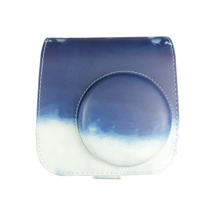 O Ozone Blue Cloud Design Leather Camera Case for FujiFilm Instax Mini 9, 8, 8+ Instant Camera Bag with Adjustable Shoulder Strap