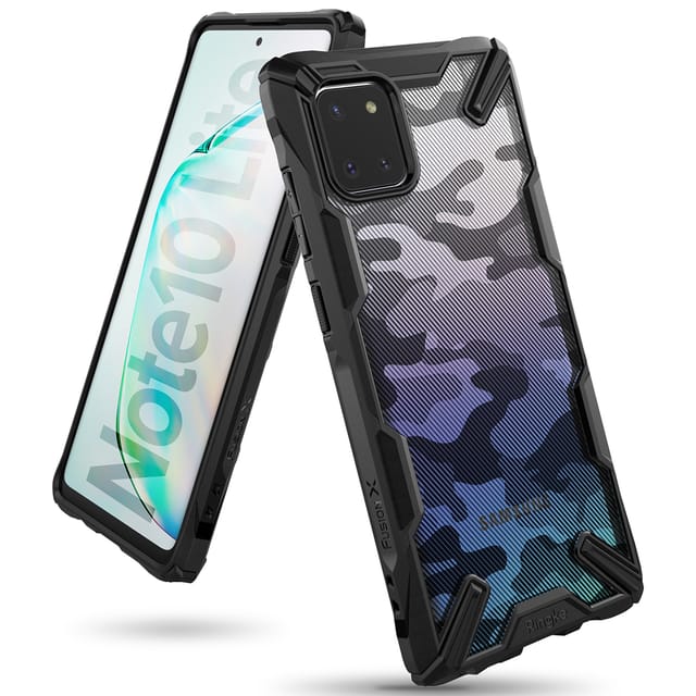 Ringke Case for Galaxy Note 10 Lite Hard Back Cover Fusion-X Ergonomic Transparent Shock Absorption TPU Bumper ( Compatible with Samsung Galaxy Note10 Lite ) - Camo Black