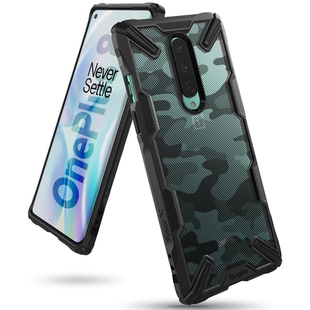 Ringke Cover for OnePlus 8 Case Hard Fusion-X Ergonomic Transparent Shock Absorption TPU Bumper [ Designed Case for OnePlus 8 ] - Camo Black