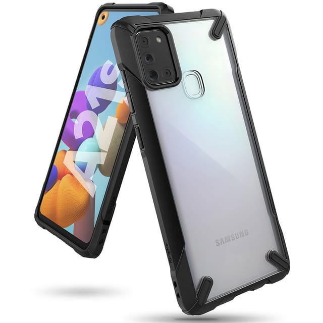 Ringke Cover for Samsung Galaxy A21s Case Hard Fusion-X Ergonomic Transparent Shock Absorption TPU Bumper [ Designed Case for Galaxy A21s ] - Black