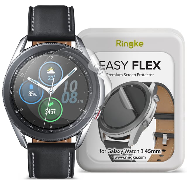 Ringke Easy Flex Screen Protector for Samsung Galaxy Watch Active 3 45mm Screen Guard, Antibacterial [Edge-to-Edge Protection][ Bubble-Free Scratch Protection ][Designed for Galaxy Watch Active 3 ]