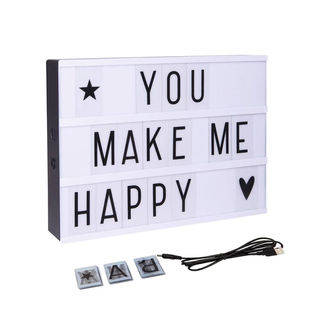 Wownect Message LED Lightbox with Combination Letters, Numbers & USB Cable DIY Light Box [ A4 Size ] [Create Personalized Messages] [Good Night Lamp] Wall Decoration For Party