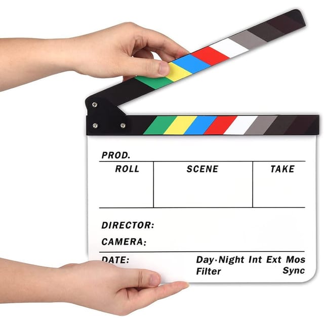 Wownect Professional Clapperboard Studio Camera Photography Video Acrylic Director Film Clapboard [Clapper Board Slate] [9.85Inch x 11.8 inch]