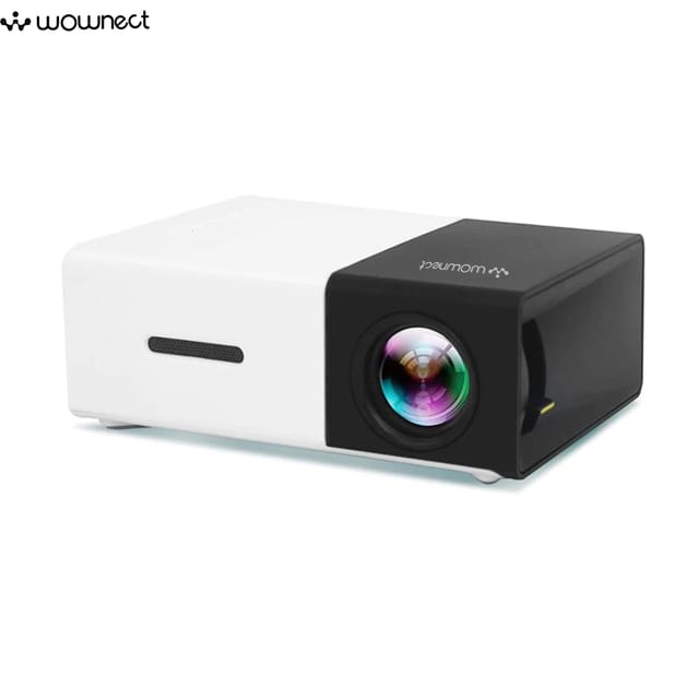 Wownect Mini Home Theater Projector YG-300 LCD LED Projector 400-600 Lumens Support 1080P with 1300mAH Battery In-Built Portable Home Cinema Projector - White, Black