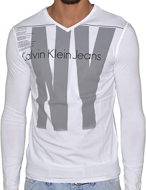 Calvin Klein White V Neck T-Shirt For Men
