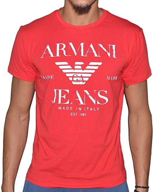 Armani Jeans Red Round Neck T-Shirt For Men