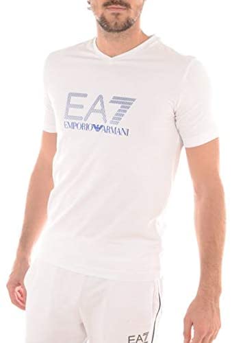 Armani Ea7 White V Neck T-Shirt For Men