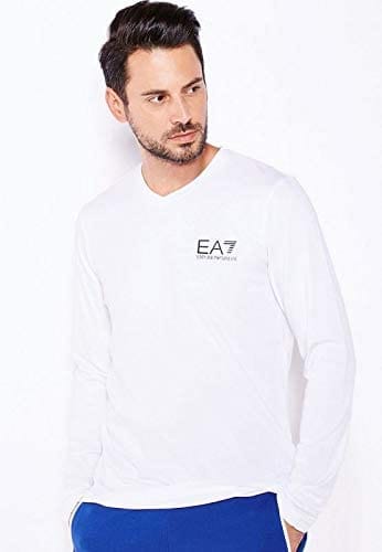 Armani Ea7 Cotton V Neck T-Shirt For Men S  White