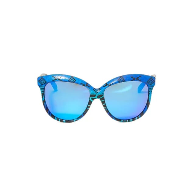 Italia Independent Women's Cat Eye Shape Leather Finish Blue Designed Frame 0092Inx.022.000