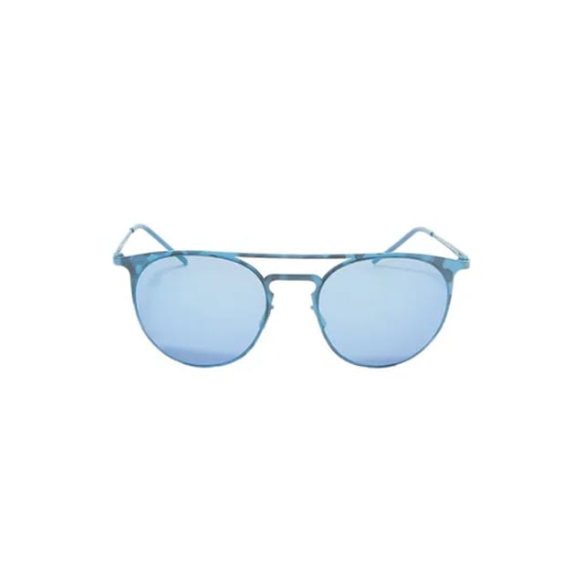 Italia Independent Unisex Round Shape Sunglasses With Thin Blue Metal Frame 0206.023