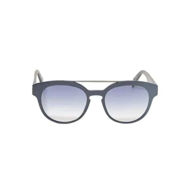 Italia Independent Unisex Round Shape Sunglasses Blue Leather Finish Acetate Frame 0900C.021.000